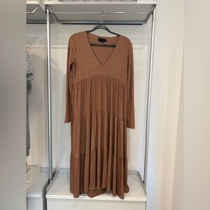 HATCH Elise Maternity Dress in Shimmery Metallic Auburn